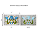 24" W Blue Floral Vine Tiffany-Style Stained Glass Window Panel