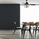 42" W Braxton LED Indoor Clear and Gold Glass Ceiling Fan with Barnwood/Black Blades, Remote Control