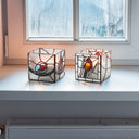 4.75" H Set of 2 Bird Stained Glass Candle Holders