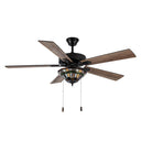 52" W 5-Blade Remote-Controlled Ceiling Fan Tiffany Glass