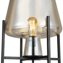 Leticia River of Goods Black Metal and Champagne Gold Glass Bowl 61-Inch Floor Lamp