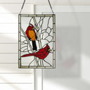 18.5"H Northern Cardinal Songbird Stained Glass Window Panel