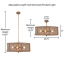8"H Dixsie Woodgrain Finish Metal Caged Farmhouse 4-Light Chandelier