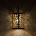 9-in. 1-Light Pendant Light with Painted Gold Mercury Glass and Wood Shade