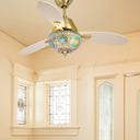 42" W Pierre LED Indoor Multicolored Mosaic Glass Ceiling Fan with Remote Control