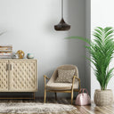 9.75" W 1-Light Mychele Bronze and Gold Metal Pendant Light