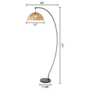 Raina River of Goods Black Metal and Natural Rattan Boho 77-Inch Floor Lamp