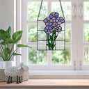 10"H Forget Me Not Flowers Stained Glass Window Panel