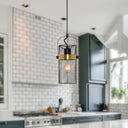 5.25"W Geo Black Painted Metal Mesh Drum Shade Pendant Light