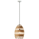 12.75" W 1-Light Kasey Rattan and Metal Pendant