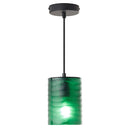 5" W Elowen Mid-Century Modern Green Cylinder Hand Blown Glass Shade Pendant Light
