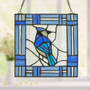 11"H John the Blue Jay Stained Glass Window Panel