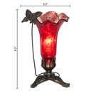 9" H Hand Blown Mercury Glass Butterfly Lily Lamp - Red