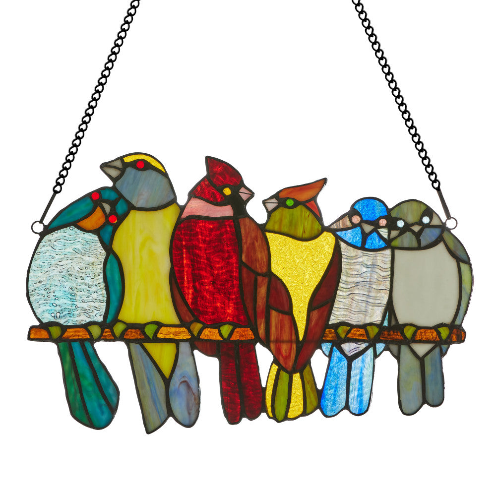 River of Goods Birds in Love Stained Glass Window Panel - Thumbnail 2