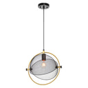 14.625"L Industrial Metal Pendant Light with Gold Accent