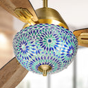 42" W Pierre LED Indoor Blue and Teal Mosaic Glass Ceiling Fan with Remote Control
