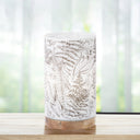 10.5" H Nautical Coast White Cylinder Shade Block Base Accent Lamp