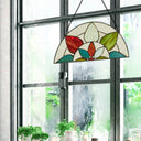 10" H Floral Geometric Stained Glass Window Panel