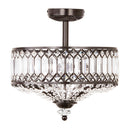 15.25"H Tiered Jeweled Glass and Metal Semi-Flush Mount Lighting Fixture