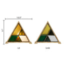 11" H Stained Glass Triangle Shade Wood Base Accent Lamp