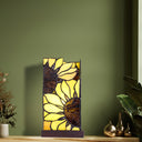 9.75" H Sunflower Stained Glass Hurricane Uplight Accent Lamp