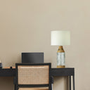 26" H Coco Glass and Mango Wood Table Lamp