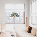 11"H Victorian Corista Half-Moon Stained Glass Window Panel