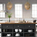 Imani 17"W Black and Tan Jute Pyramid Pendant Light