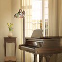 60" H Victoria Brown Candlestick Base with Stained Glass Dome Shade Floor Lamp