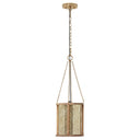 9-in. 1-Light Pendant Light with Painted Gold Mercury Glass and Wood Shade