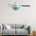 42" W Pierre LED Indoor Blue and Teal Mosaic Glass Ceiling Fan with Remote Control