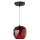 6" W Anthony Retro Red Hand-Blown Glass Globe Shade Pendant Light with Hand Cut Polka Dot Design