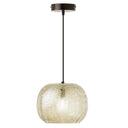 9.75" W Linda Glam Style Black and Subtle Green Luster Hand Blown Glass Shade Hanging Pendant Light