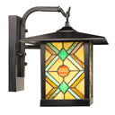 River of Goods Multicolor Stained Glass and Black 1-Light Outdoor Lantern Wall Sconce