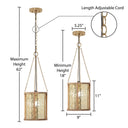 9-in. 1-Light Pendant Light with Painted Gold Mercury Glass and Wood Shade