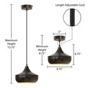9.75" W 1-Light Mychele Bronze and Gold Metal Pendant Light