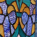 36"H Victorian Stained Glass Fleur De Lis Window Panel