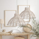 15" 1-Light Elodie Pendant Light Natural Rattan White