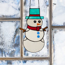 12" H Tiffany-Style Spirited Holiday Snowman Stained Glass Window Panel