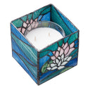 4.75" W Blue Pond Lily Stained Glass Candle Holder