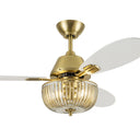 42" W Braxton LED Indoor Clear and Gold Glass Ceiling Fan with Oak/White Blades, Remote Control