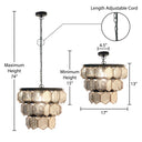 17" W Sabrina Glam Copper, Silver, and Black Drum Shade Pendant Light with Mercury Glass Hanging Accents