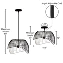 19.5" W Lisa Industrial Black and White Dome Shade Pendant