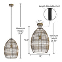 18.5"H Woven Organic Cage Oversized 1-Light Pendant