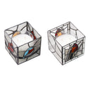 4.75" H Set of 2 Bird Stained Glass Candle Holders