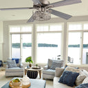 52" 5-Blade LED Industrial Satin Nickel Lighted Ceiling Fan