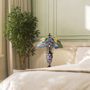 24" H Margaret Double Lit Amber Tiffany Style Stained Glass Table Lamp