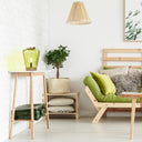 10.5" H Lila Chartreuse Green Glass Shade with a Mango Wood Block Base Accent Lamp