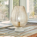 12.25" H Clear & Gold Urn-Shaped Glass Accent Lamp with Marble Base