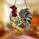 15.25"H Rusty the Rooster Stained Glass Window Panel